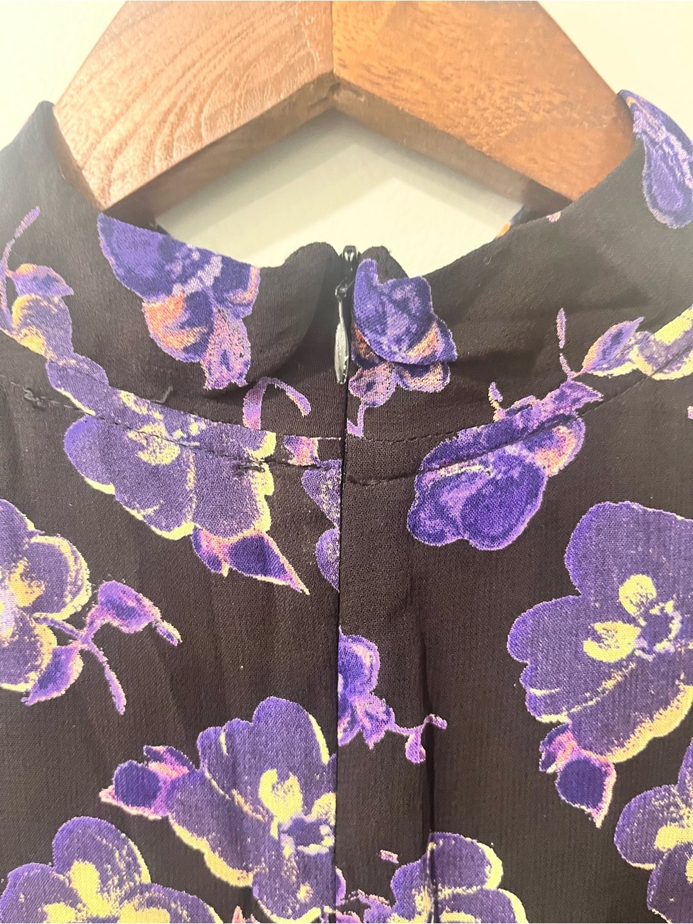 GANNI Floral Midi Dress Black Purple Long Sleeve Size 38/US size 6 - Picture 8 of 14